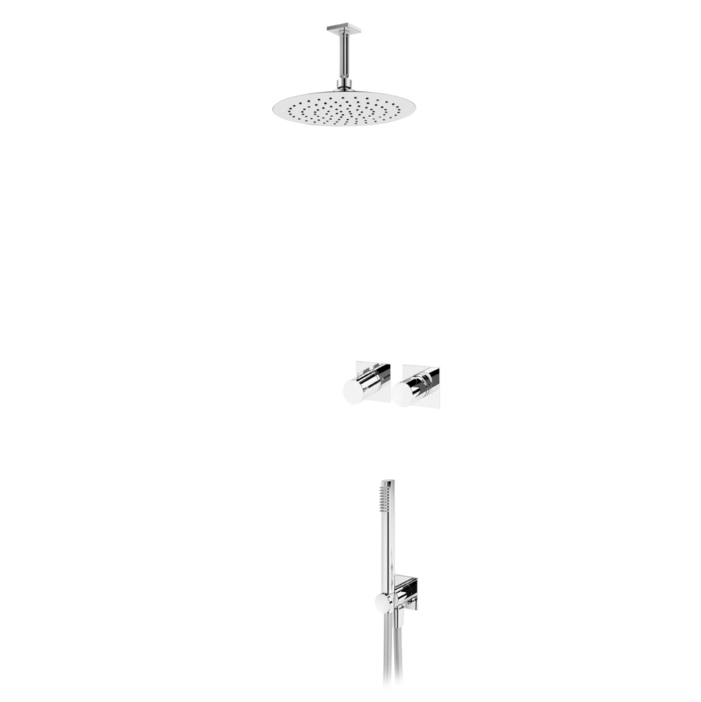 Bruma Εντοιχισμένο σύστημα ντους Concealed horizontal shower set with Inox shower head Ø250 mm, ceiling shower arm 100 mm and separate handshower set Elo - Lusa