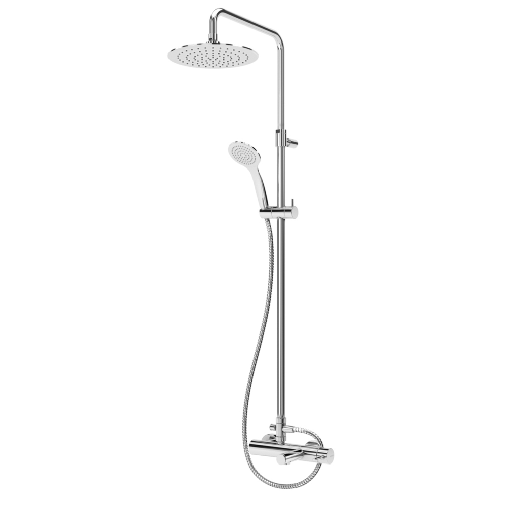 Μπαταρία με Βέργα ντουζ Bath-shower system for wall mounting with adjustable ABS head shower Ø230mm and shower rail - Bruma